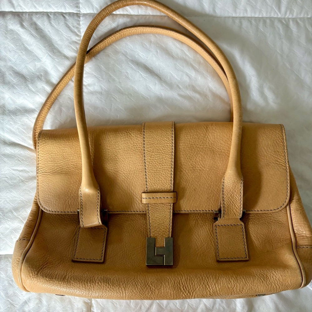 🤎 Lambertson Truex Italian Leather Top Handle Satchel – Camel/Tan 🤎
